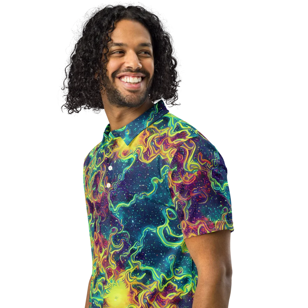 Echoed Pulses on Men's Slim Fit Polo Shirt — Left Front
