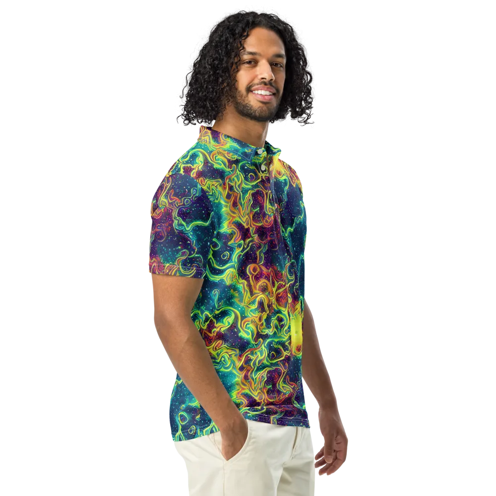 Echoed Pulses on Men's Slim Fit Polo Shirt — Right Front