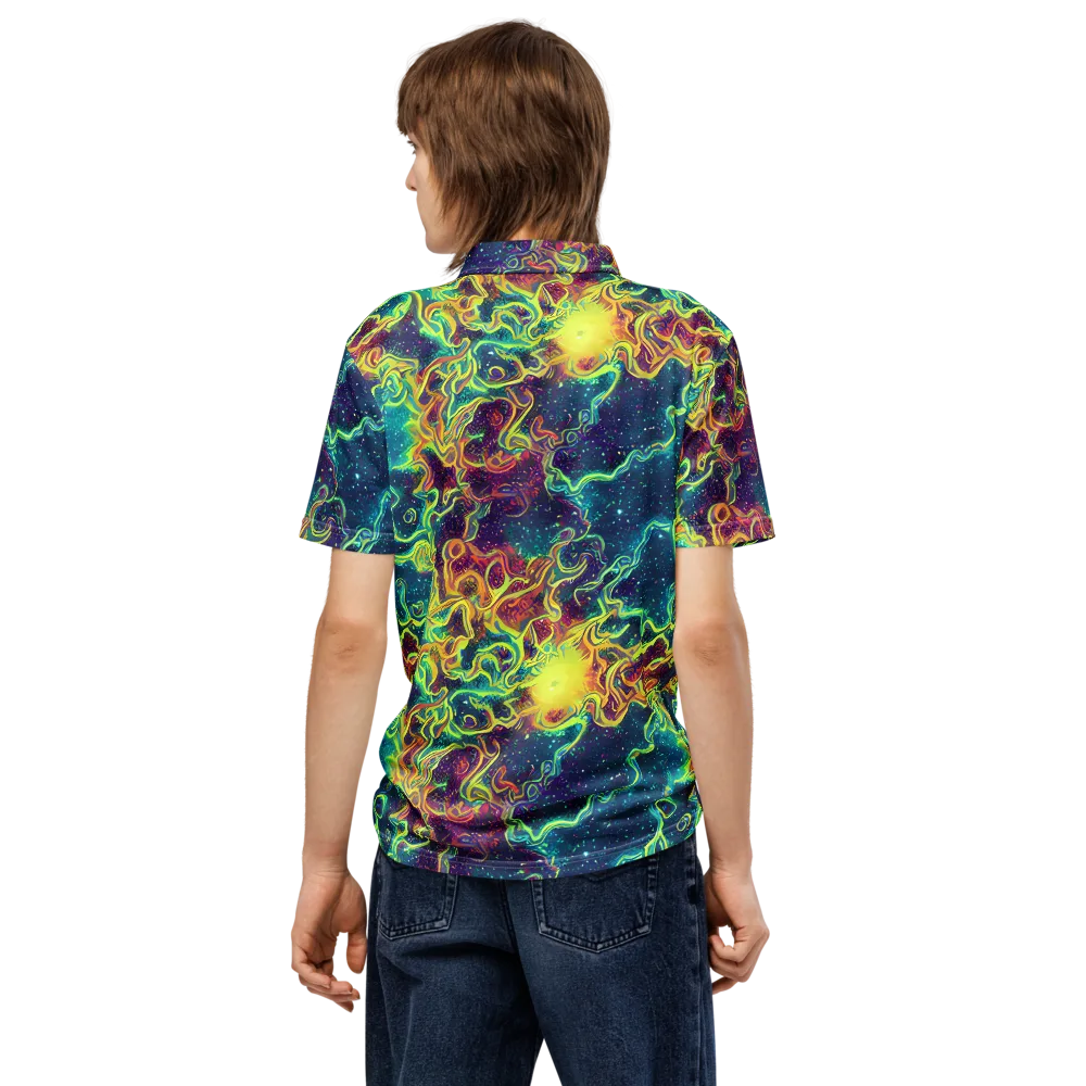 Echoed Pulses on Men's Slim Fit Polo Shirt — Back