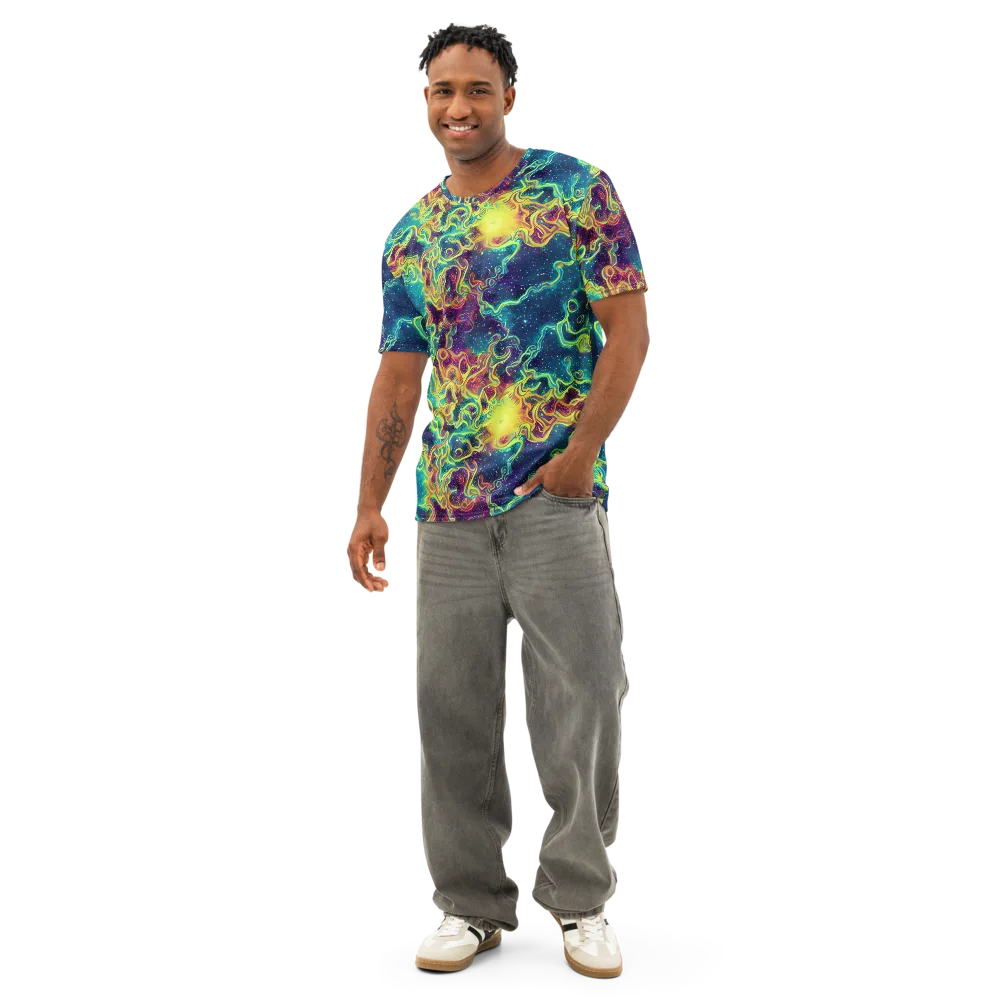 Echoed Pulses on Men's Cotton Crew Neck T-Shirt — Front