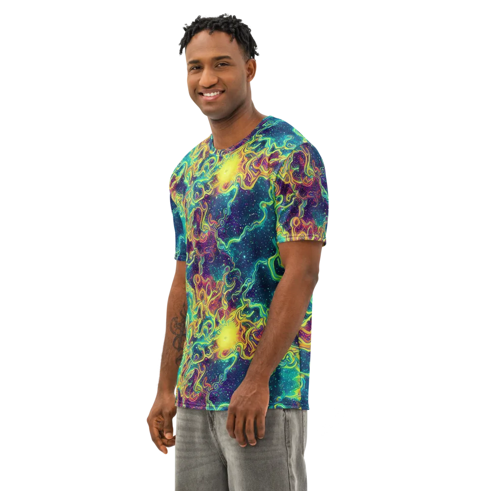 Echoed Pulses on Men's Cotton Crew Neck T-Shirt — Left Front