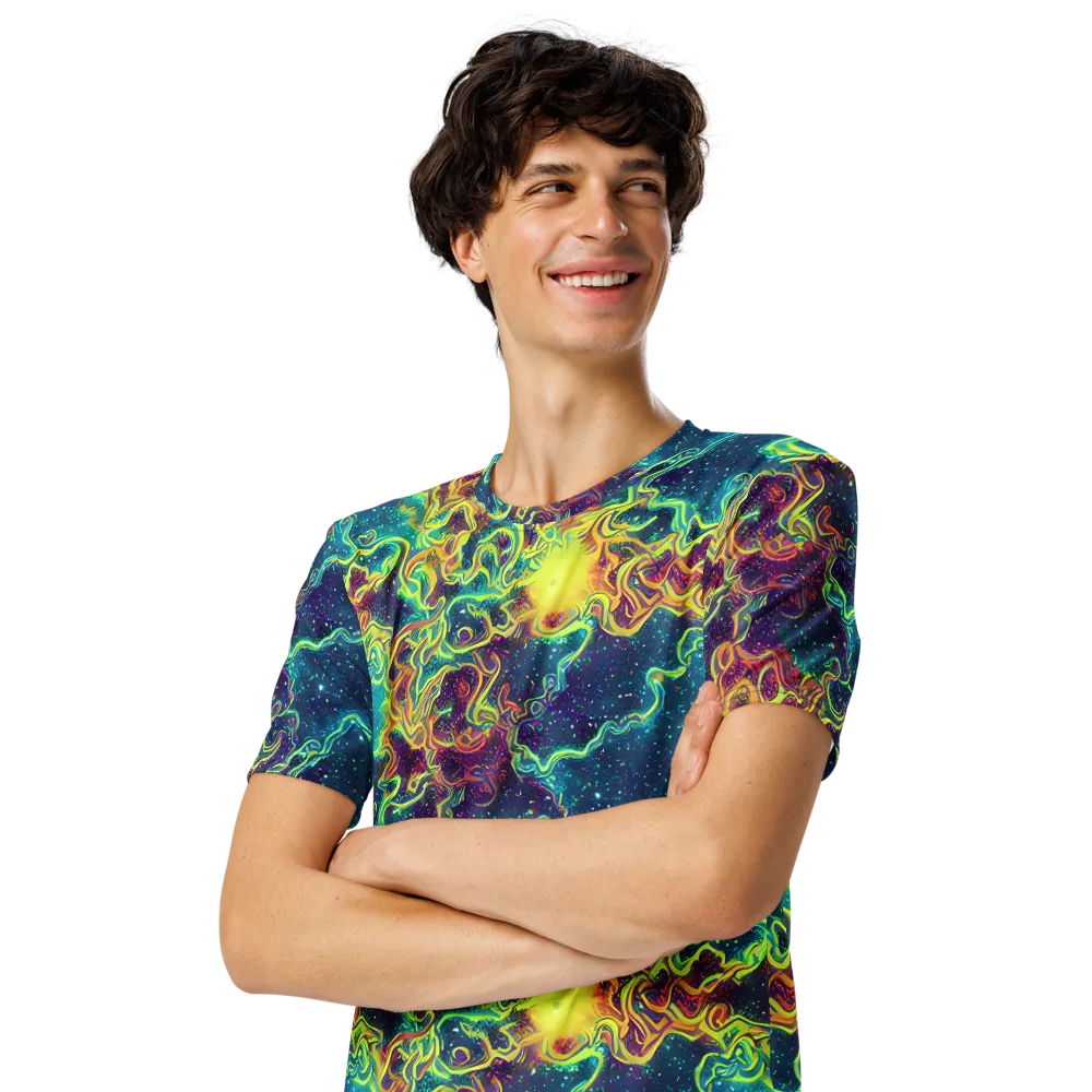 Echoed Pulses on Men's Crew Neck T-Shirt — Left Front