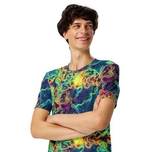 Echoed Pulses on a Men's Crew Neck T-Shirt