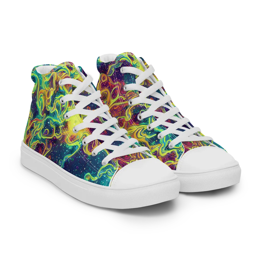 Echoed Pulses on Men's High Top Canvas Shoes — Right Front
