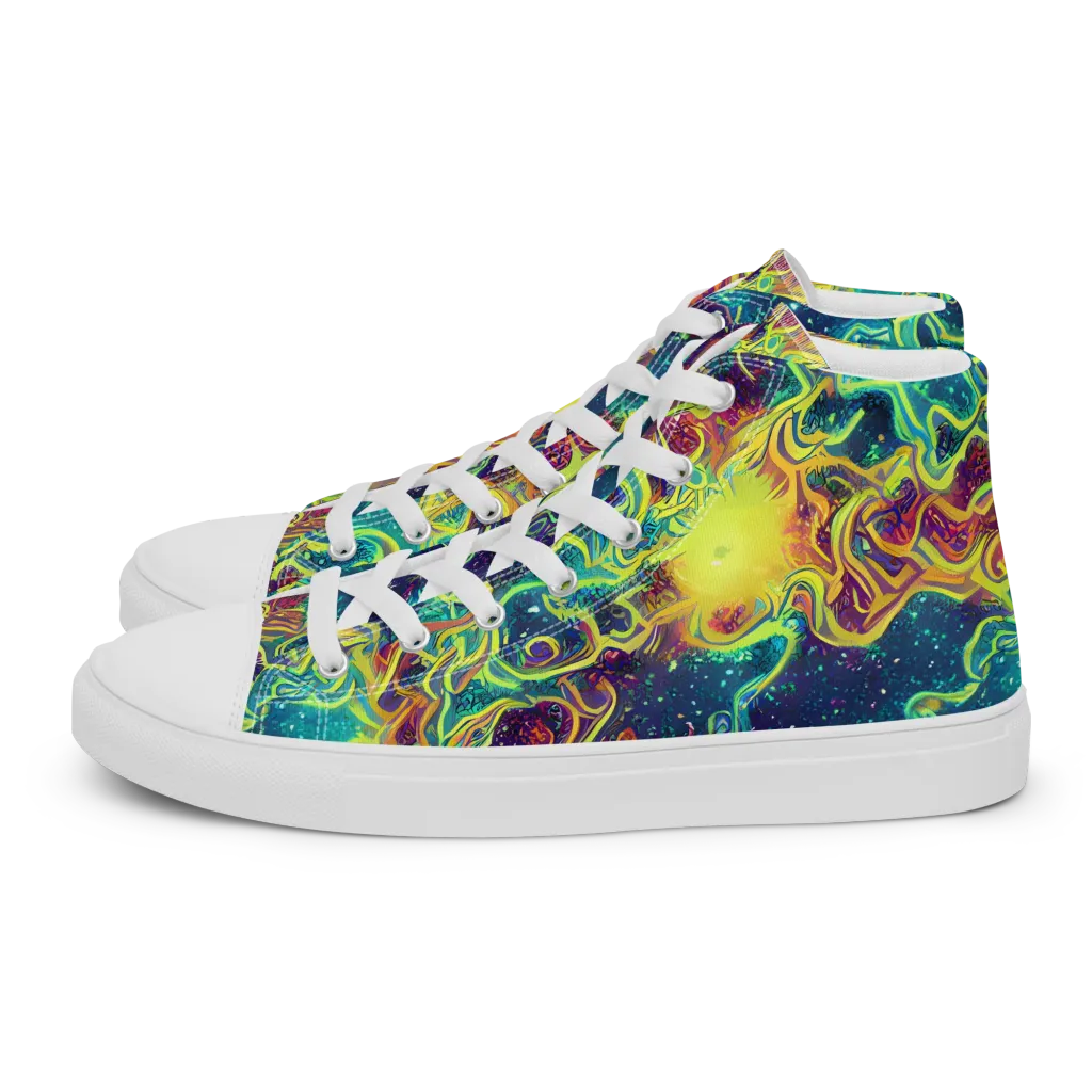 Echoed Pulses on Men's High Top Canvas Shoes — Left