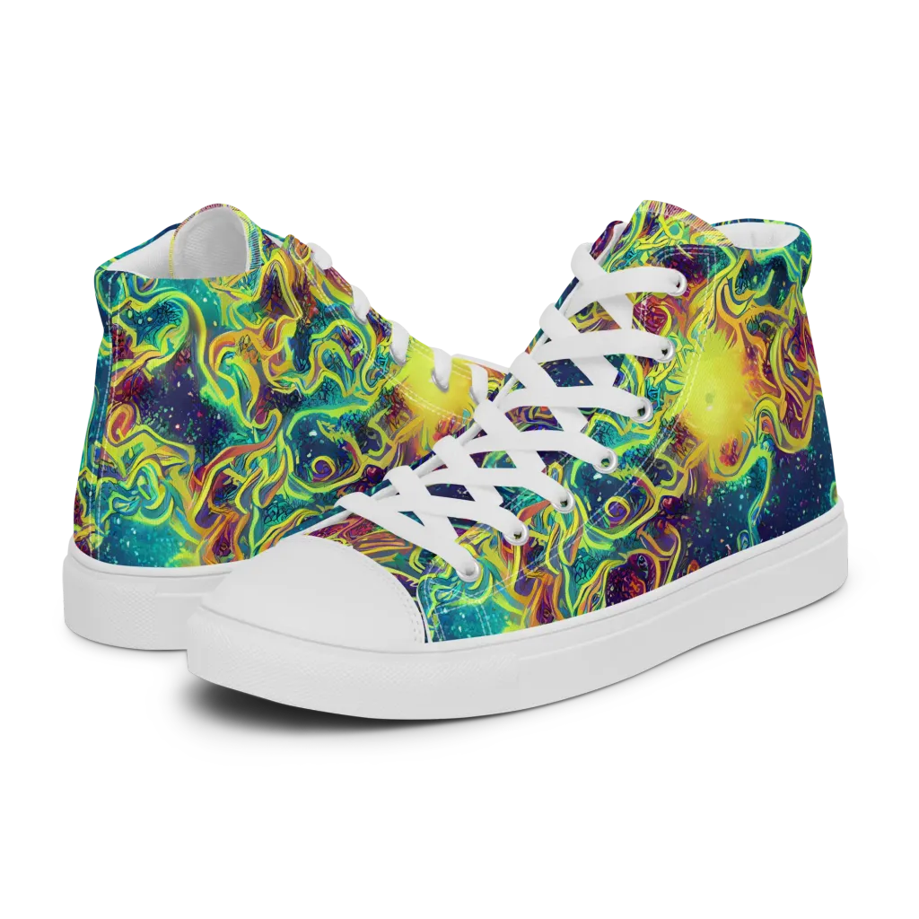 Echoed Pulses on Men's High Top Canvas Shoes — Left