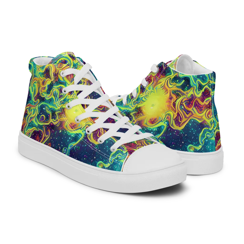 Echoed Pulses on Men's High Top Canvas Shoes — Right