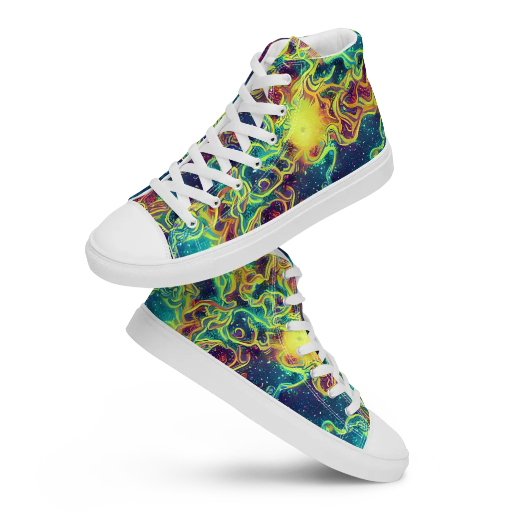 Echoed Pulses on Men's High Top Canvas Shoes — Front