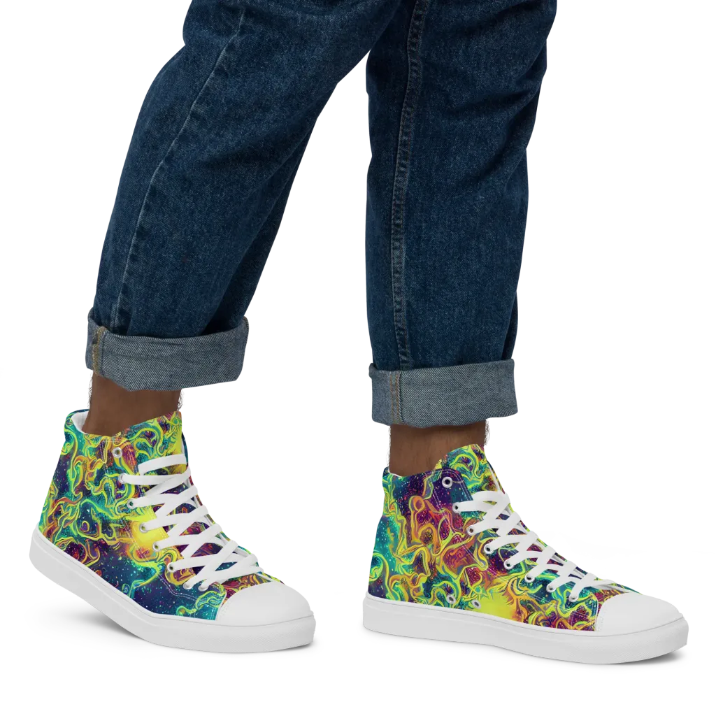 Echoed Pulses on Men's High Top Canvas Shoes — Right