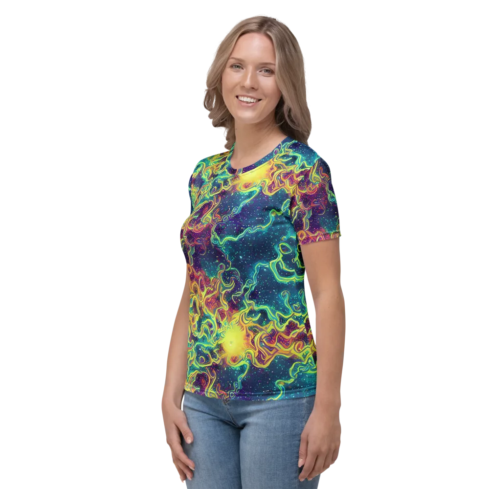 Echoed Pulses on Women's Crew Neck T-Shirt — Left