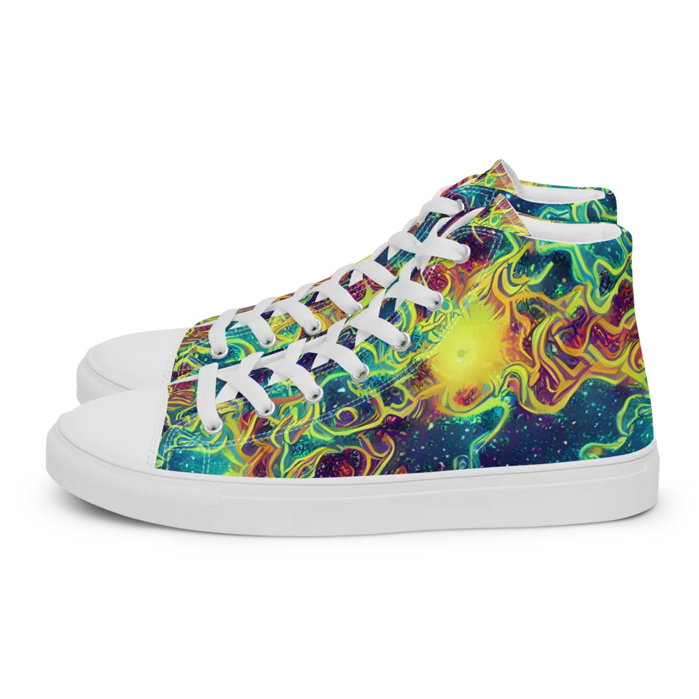 Echoed Pulses on Women's High Top Canvas Shoes — Left