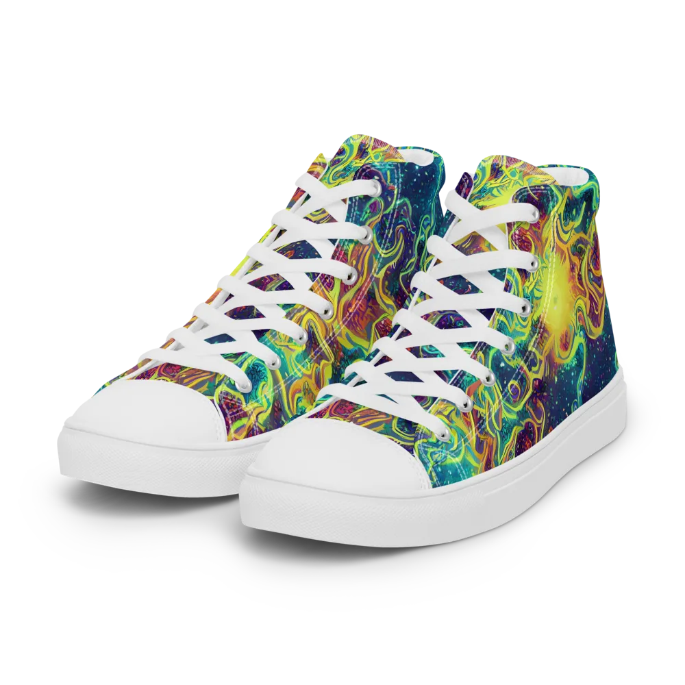 Echoed Pulses on Women's High Top Canvas Shoes — Left Front
