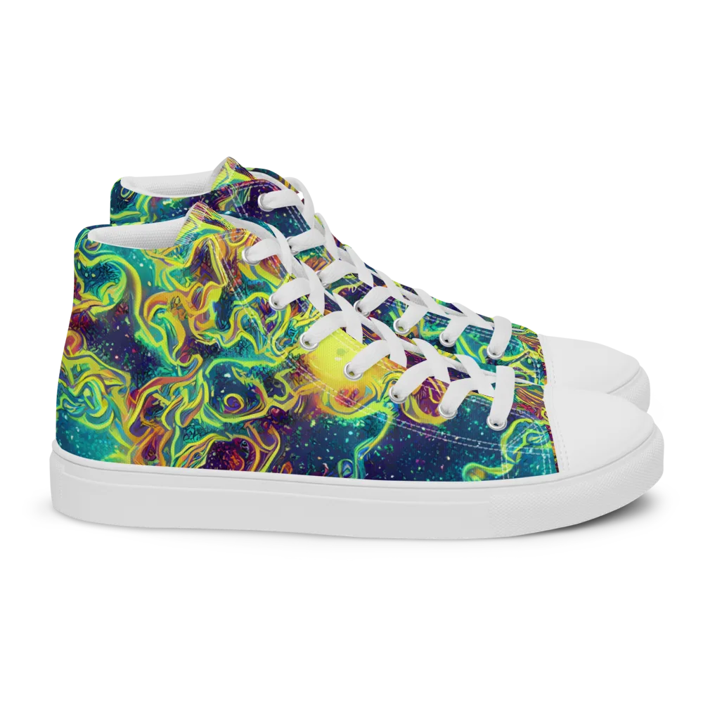 Echoed Pulses on Women's High Top Canvas Shoes — Right