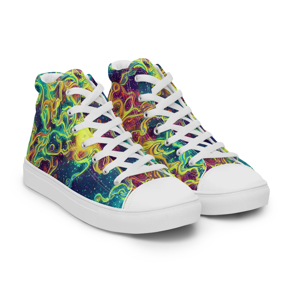 Echoed Pulses on Women's High Top Canvas Shoes — Right Front