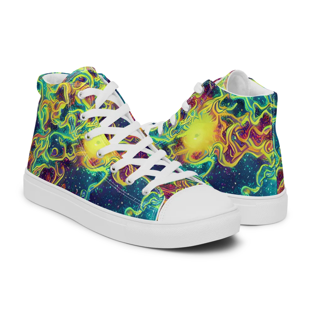 Echoed Pulses on Women's High Top Canvas Shoes — Right
