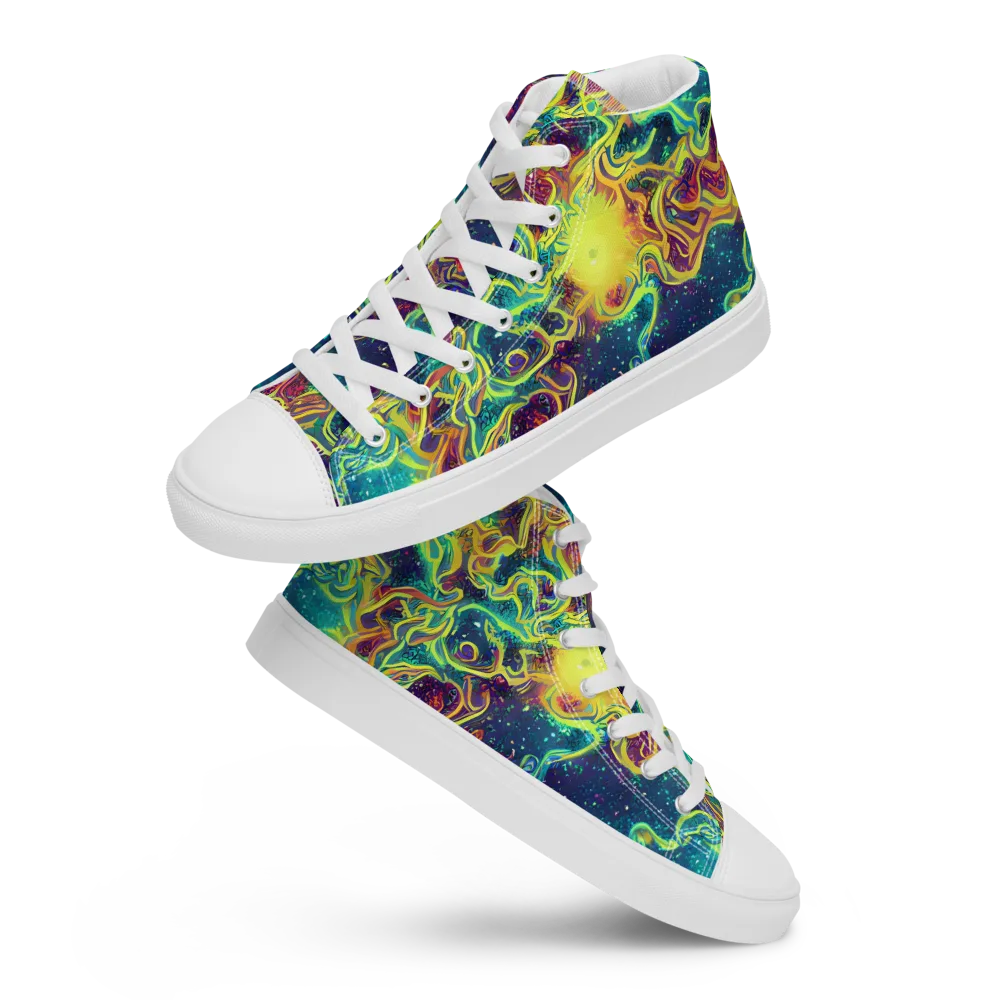 Echoed Pulses on Women's High Top Canvas Shoes — Front