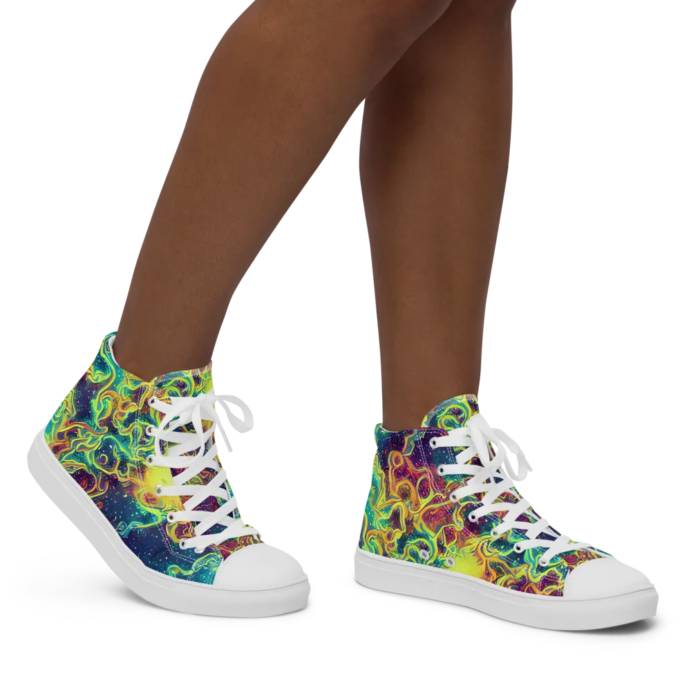 Echoed Pulses on Women's High Top Canvas Shoes — Right
