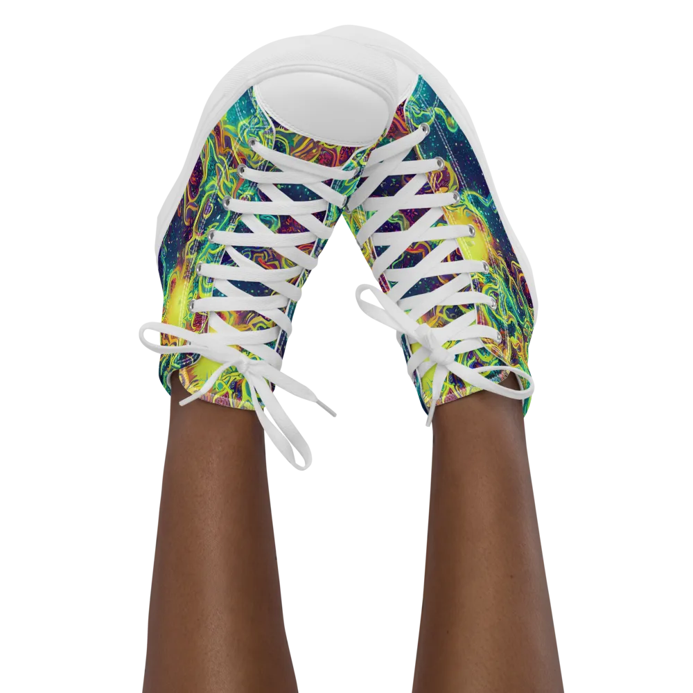 Echoed Pulses on Women's High Top Canvas Shoes — Front