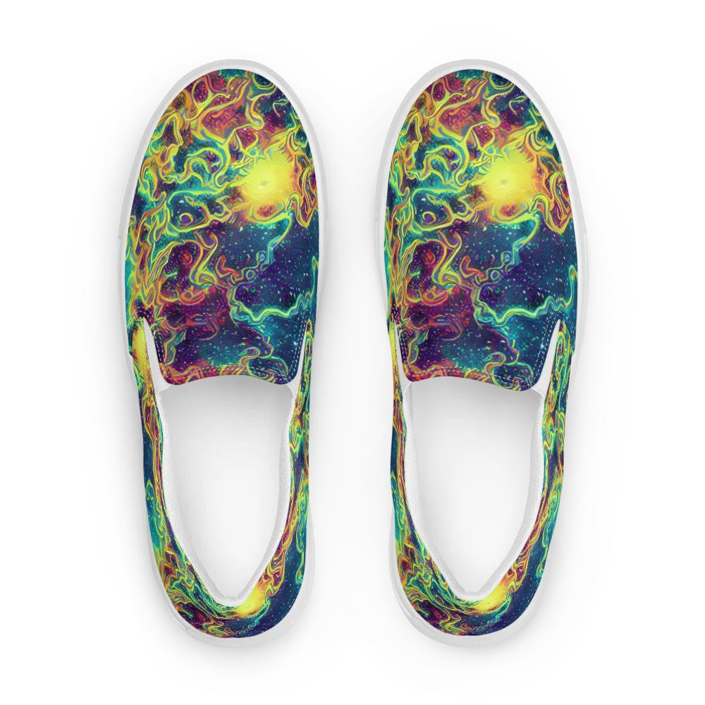 Echoed Pulses on Men's Slip-On Canvas Shoes — Front