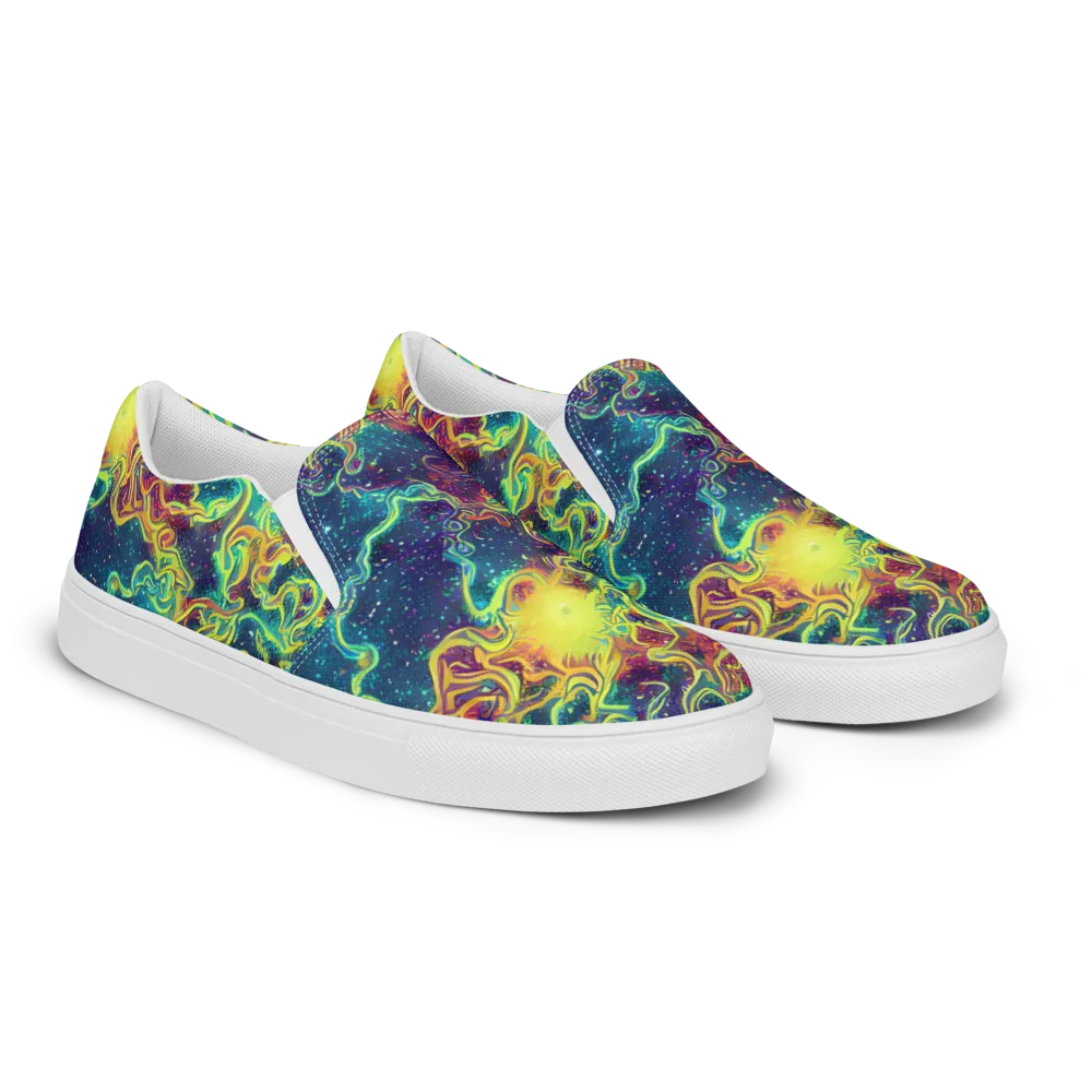 Echoed Pulses on Men's Slip-On Canvas Shoes — Right Front