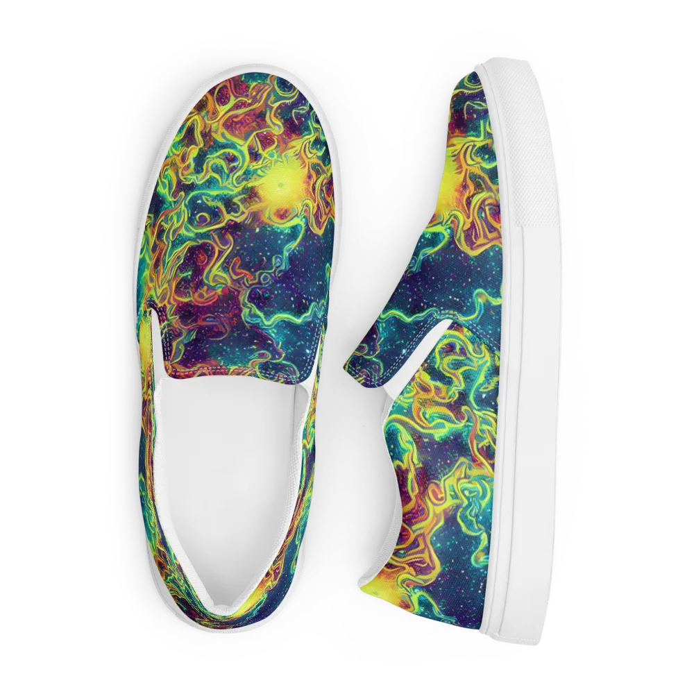 Echoed Pulses on Men's Slip-On Canvas Shoes — Front