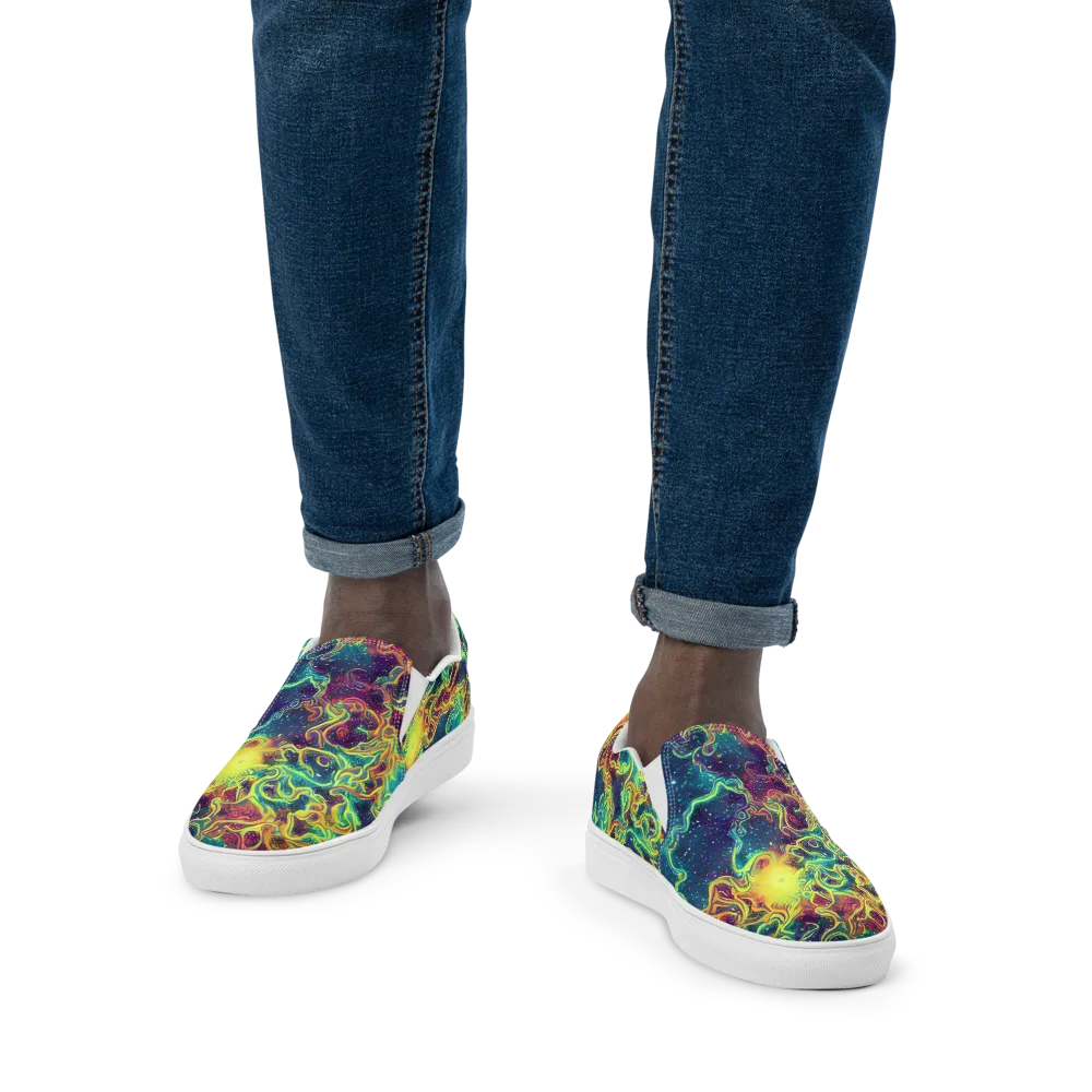 Echoed Pulses on Men's Slip-On Canvas Shoes — Front