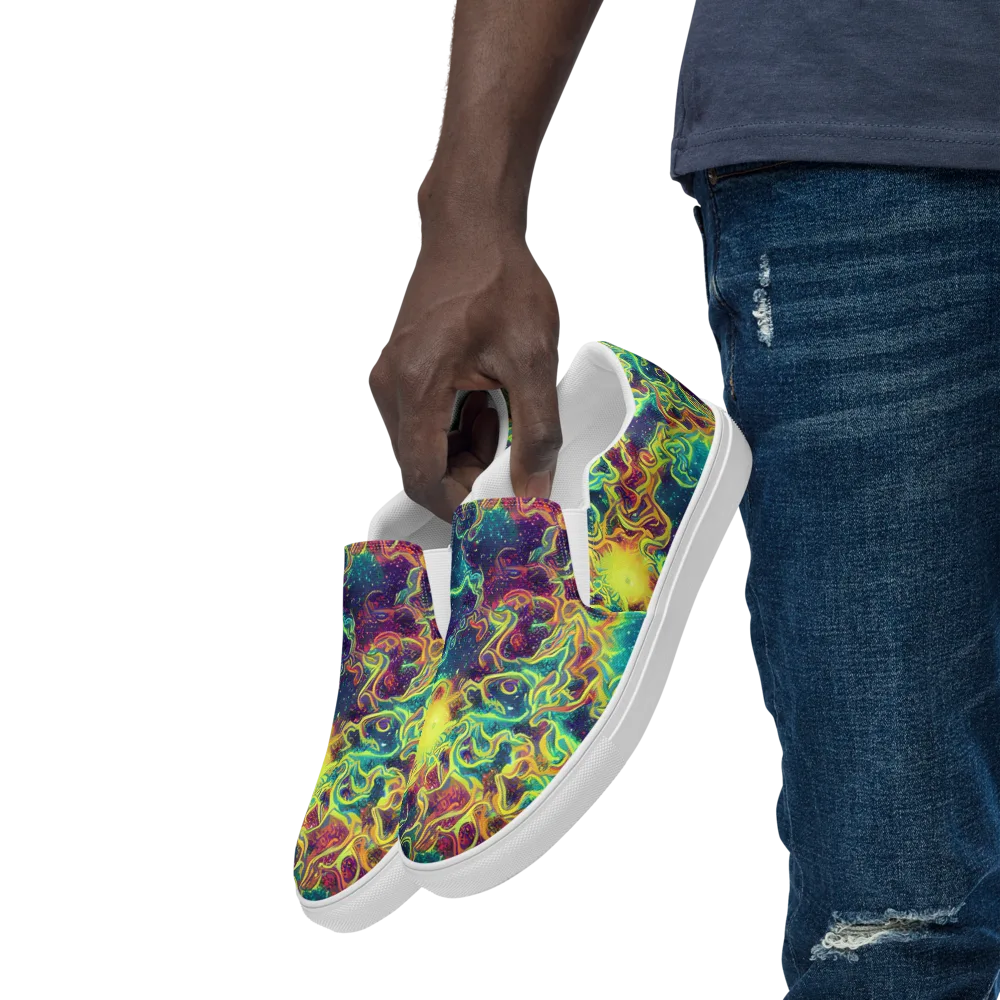 Echoed Pulses on Men's Slip-On Canvas Shoes — Left Front