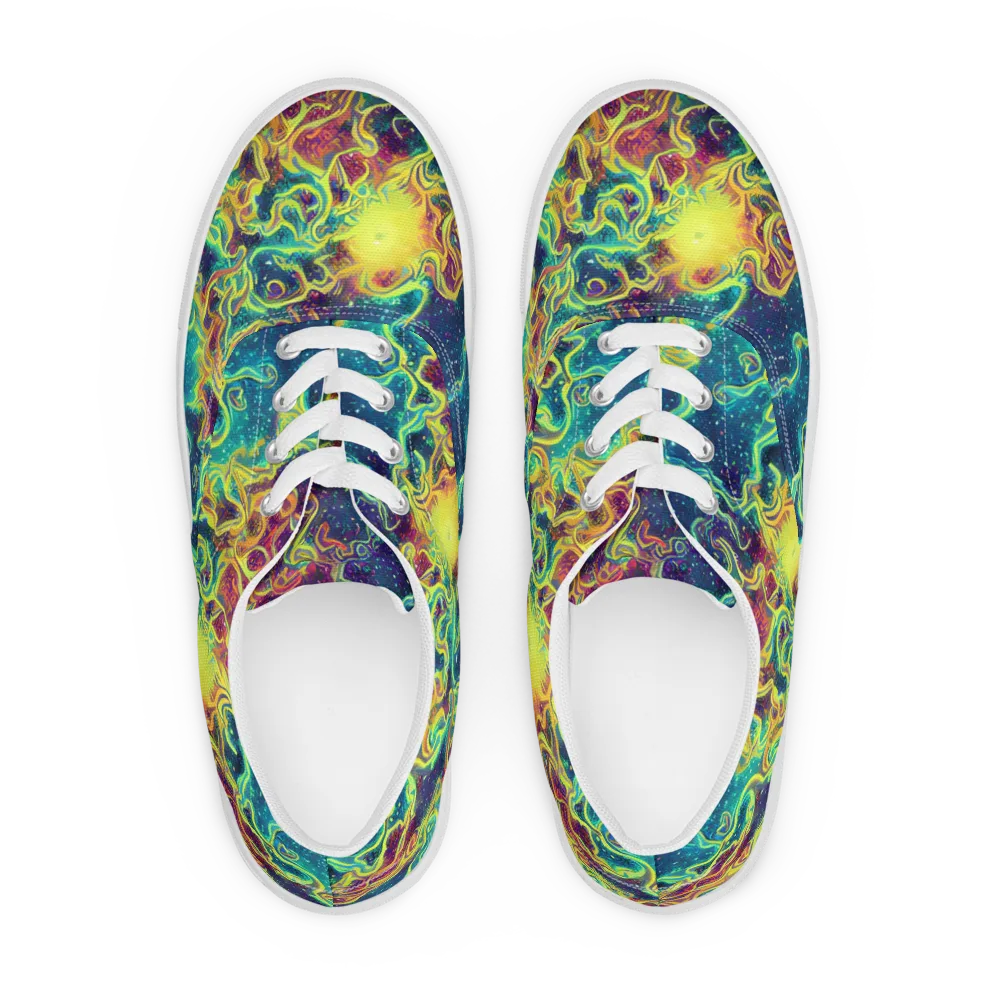 Echoed Pulses on Men's Lace-Up Canvas Shoes — Front