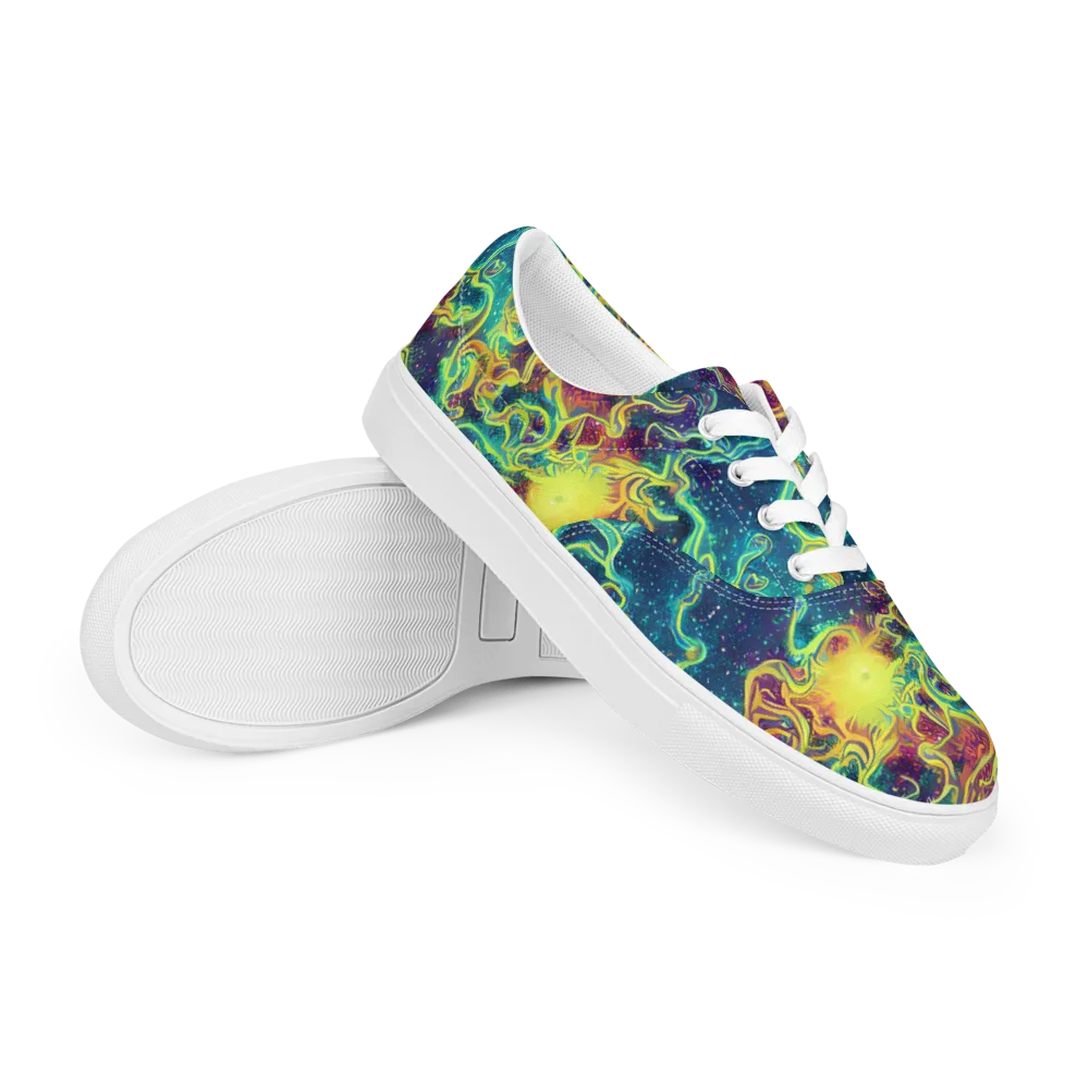 Echoed Pulses on Men's Lace-Up Canvas Shoes — Right Front