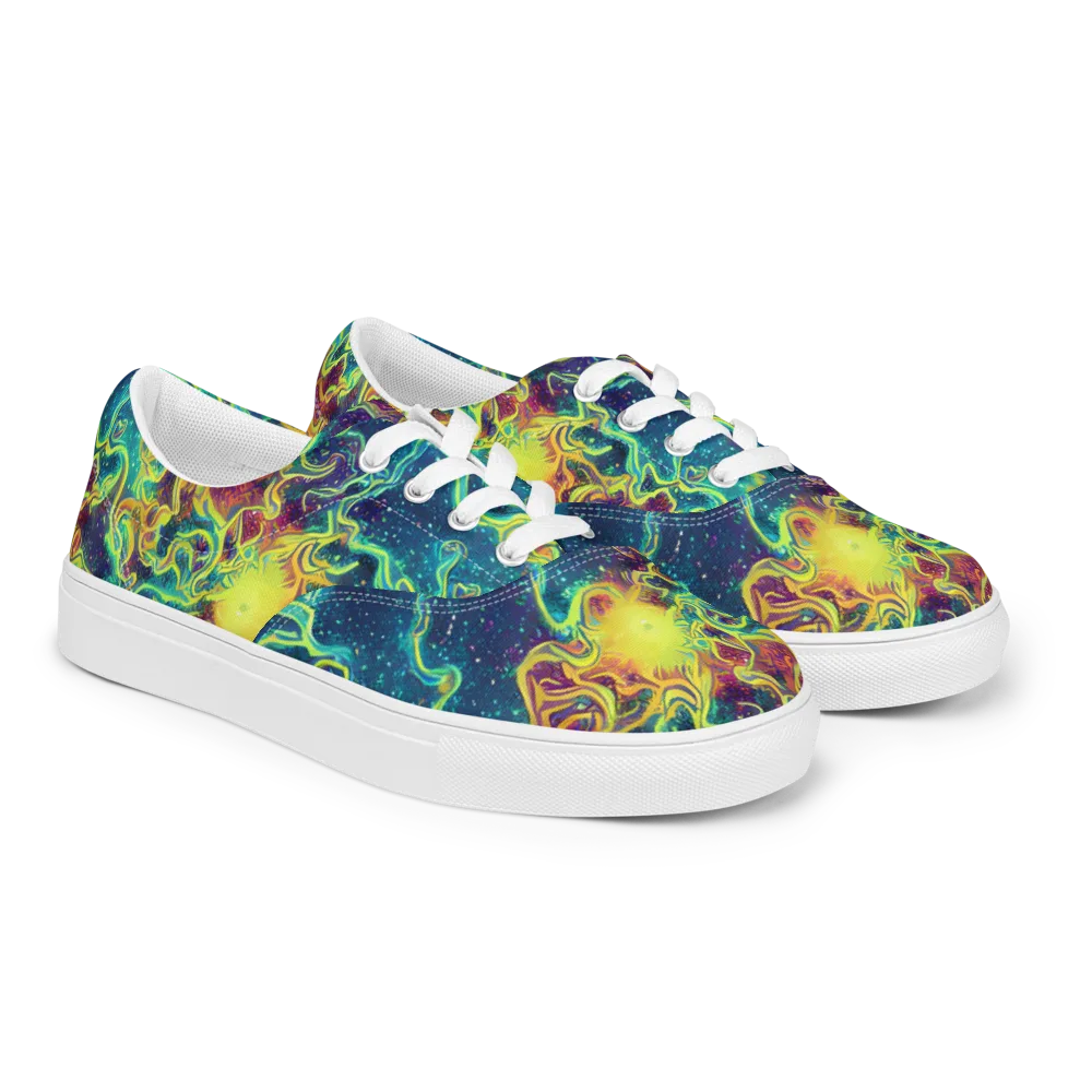 Echoed Pulses on Men's Lace-Up Canvas Shoes — Right Front
