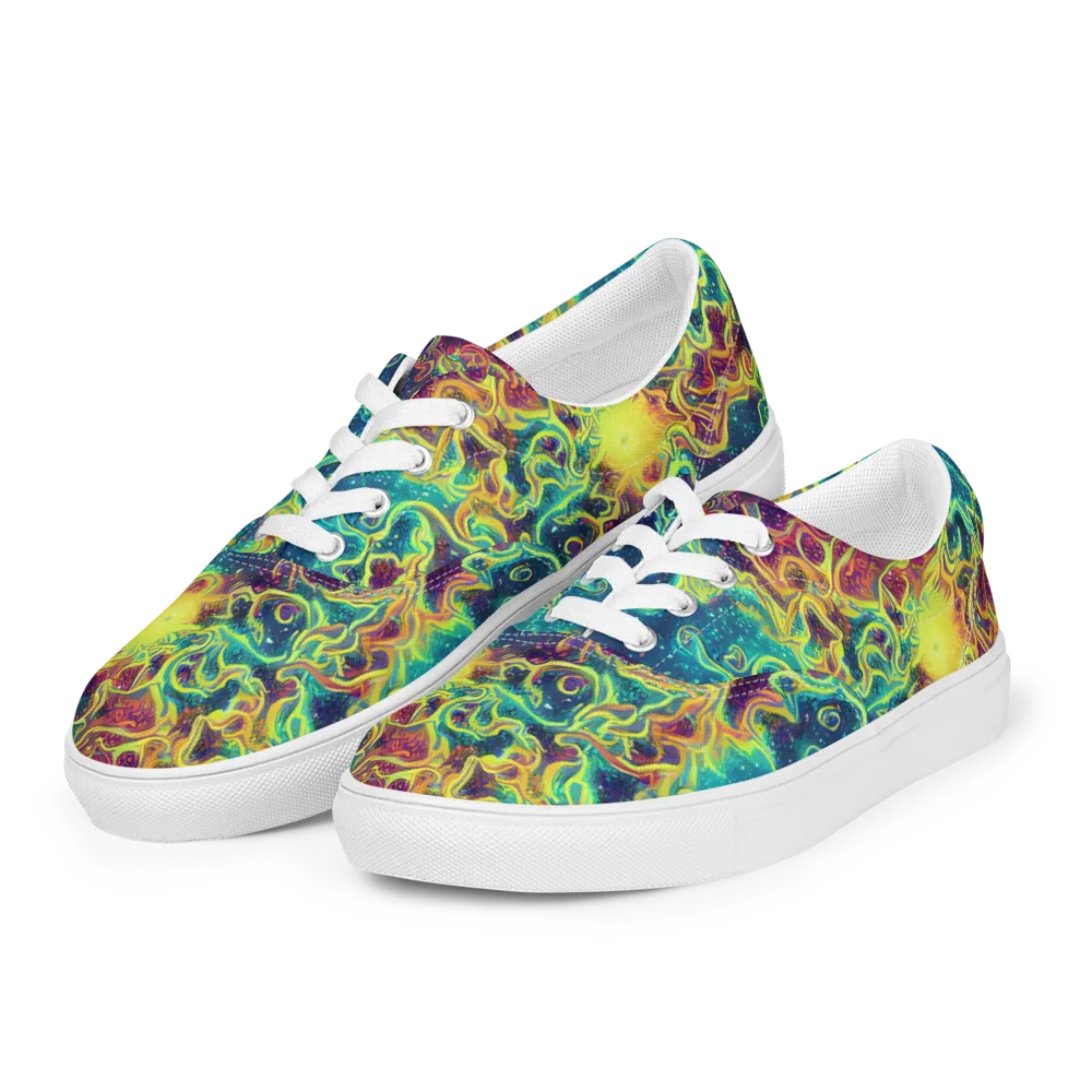 Echoed Pulses on Men's Lace-Up Canvas Shoes — Left Front