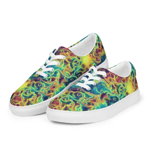 Echoed Pulses on a Men's Lace-Up Canvas Shoes