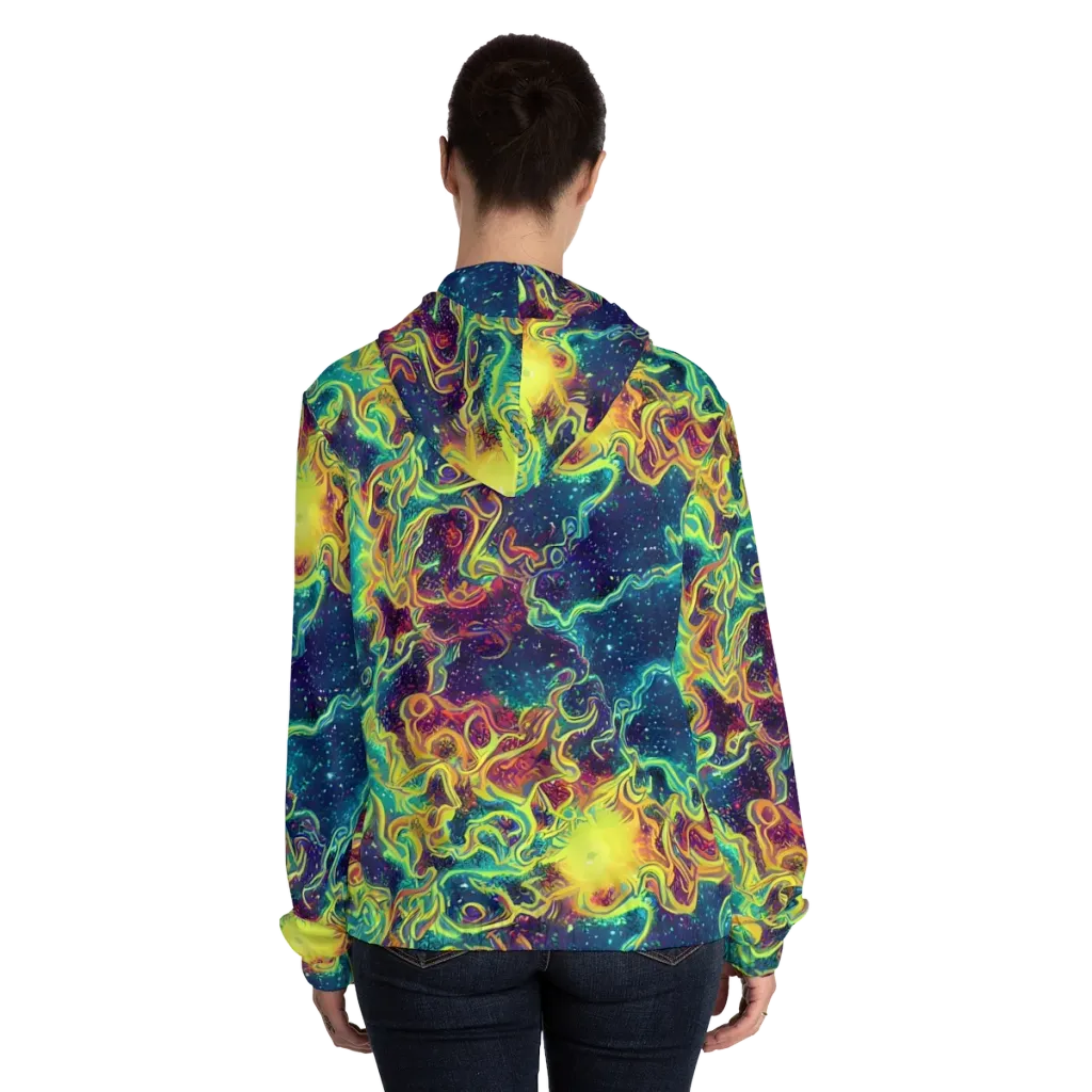 Echoed Pulses on Women's Full-Zip Hoodie — Back On Person