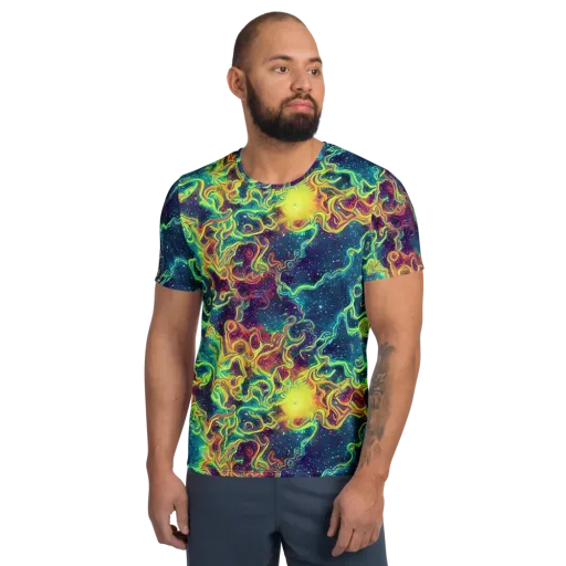 Echoed Pulses on a Men's Athletic T-Shirt