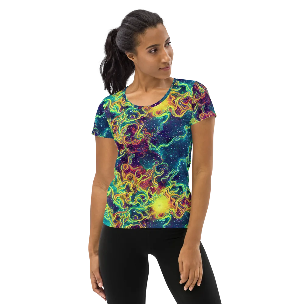 Echoed Pulses on Women's Athletic T-Shirt — Front