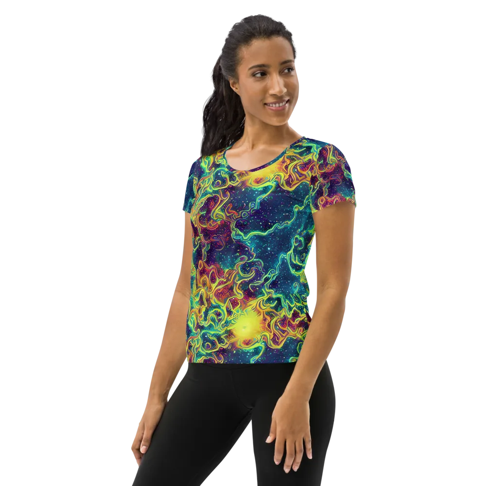 Echoed Pulses on Women's Athletic T-Shirt — Left