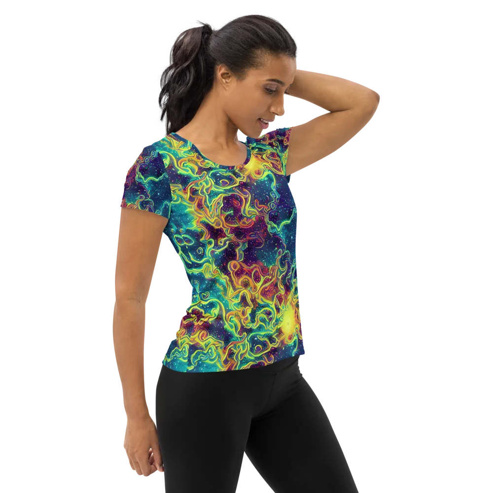 Echoed Pulses on Women's Athletic T-Shirt — Right