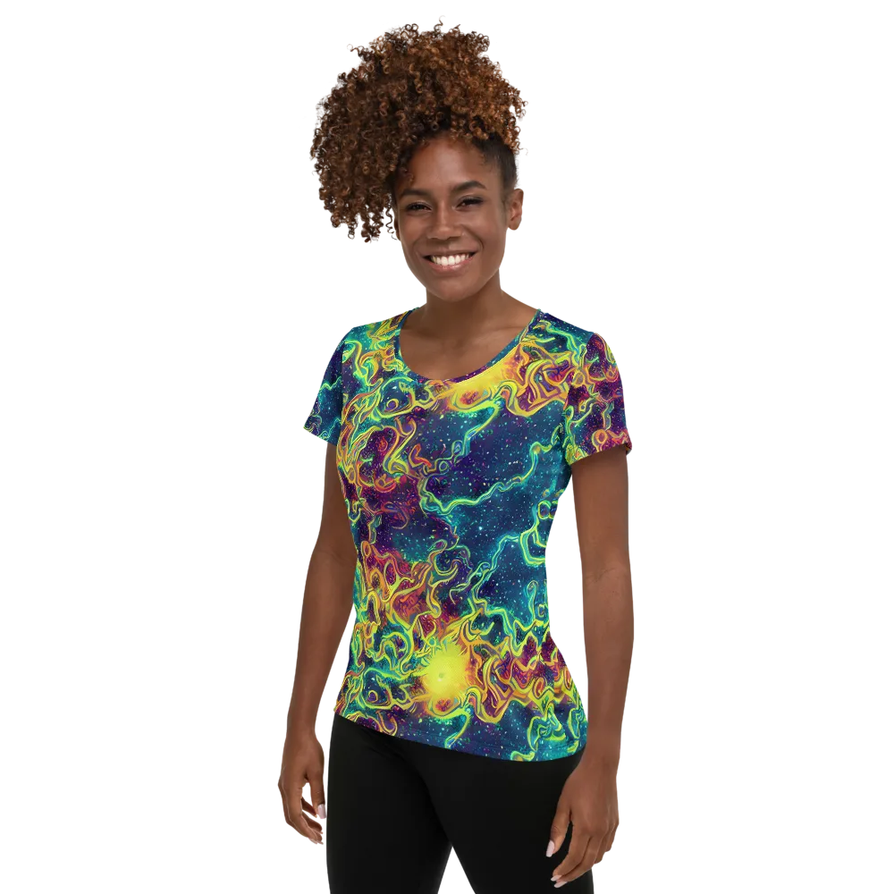 Echoed Pulses on Women's Athletic T-Shirt — Left