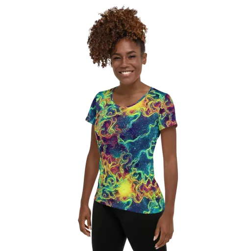 Echoed Pulses on a Women's Athletic T-Shirt