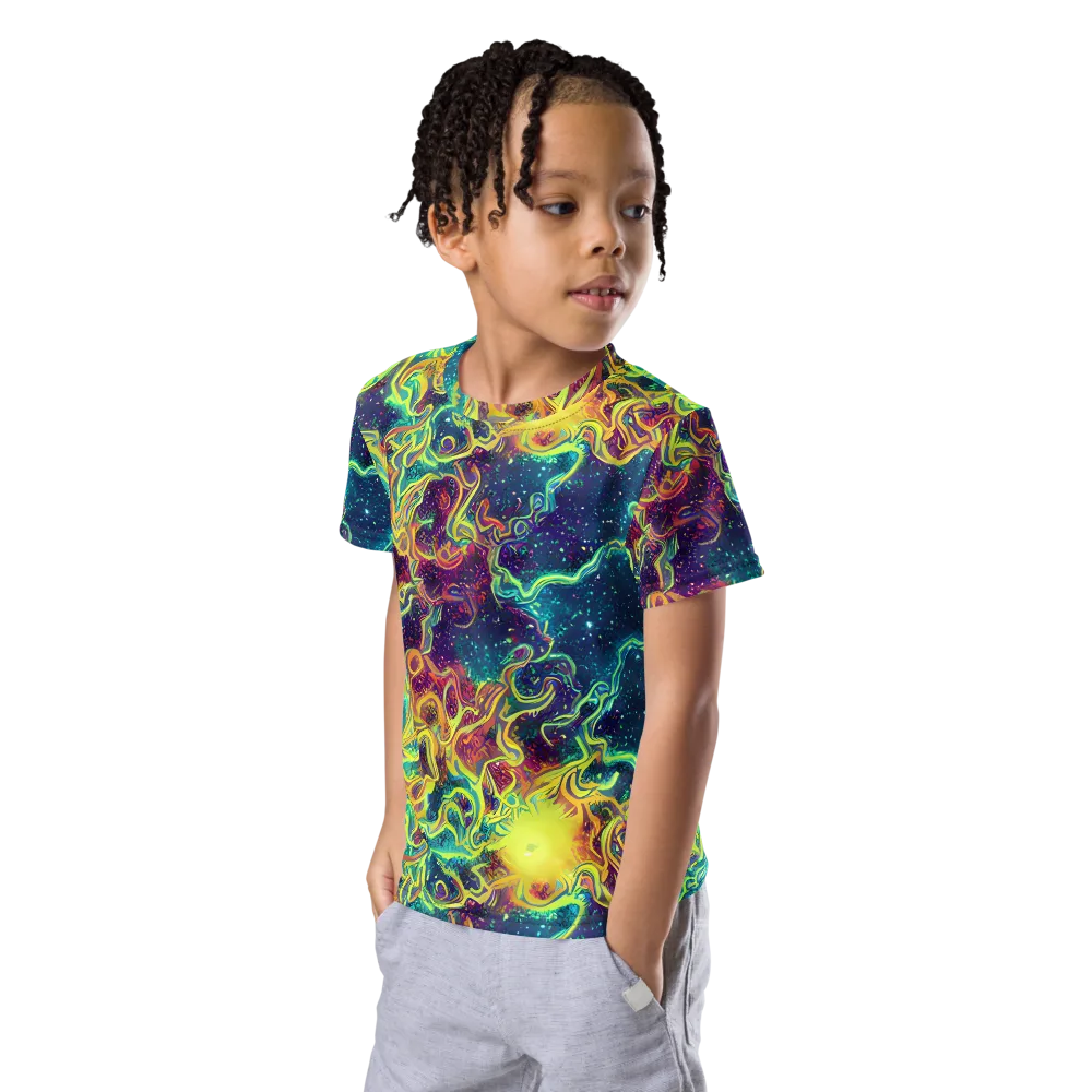 Echoed Pulses on Kids Crew Neck T-Shirt — Left Front