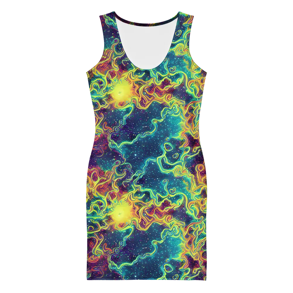 Echoed Pulses on Bodycon Dress — Front