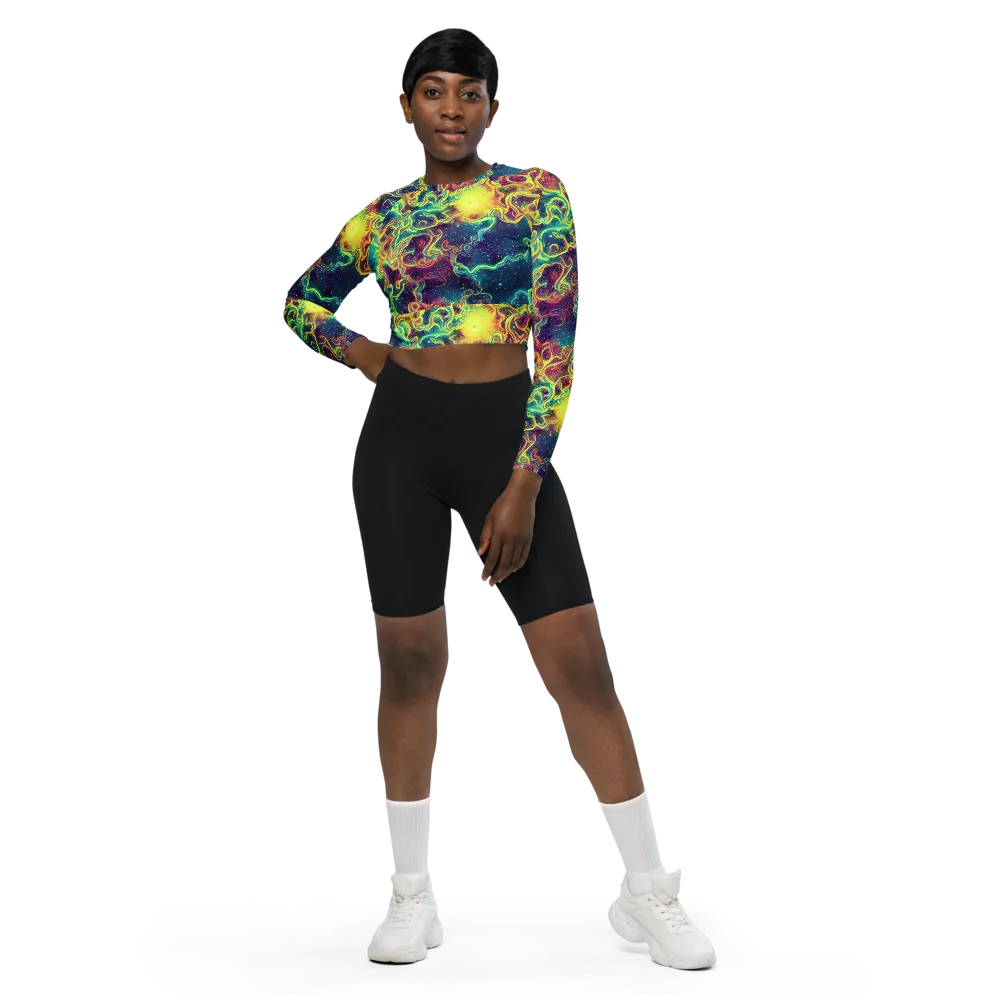 Echoed Pulses on Long Sleeve Crop Top — Front