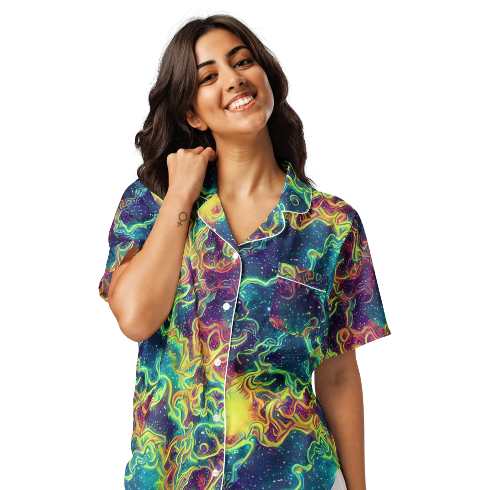 Echoed Pulses on Women's Short Sleeve Pajama Top — Front