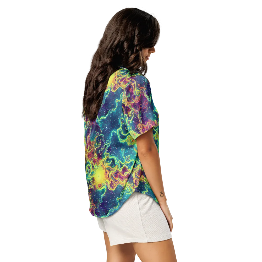 Echoed Pulses on Women's Short Sleeve Pajama Top — Right Back
