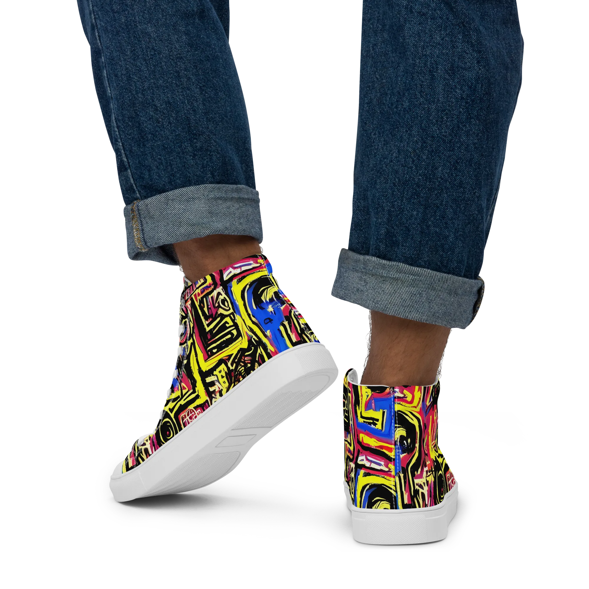 Beyond the Canvas on Men's High Top Canvas Shoes — Back