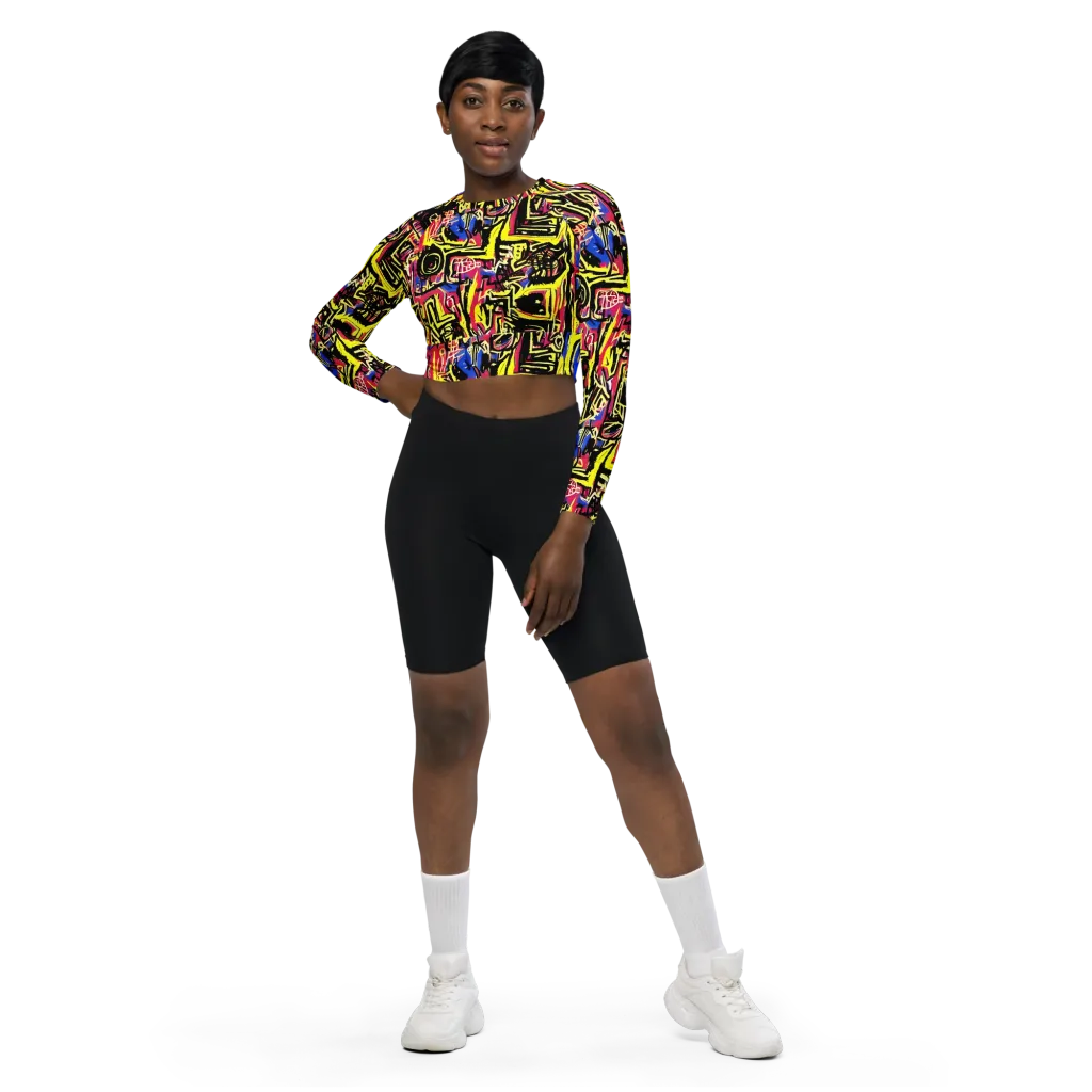 Beyond the Canvas on Long Sleeve Crop Top — Front