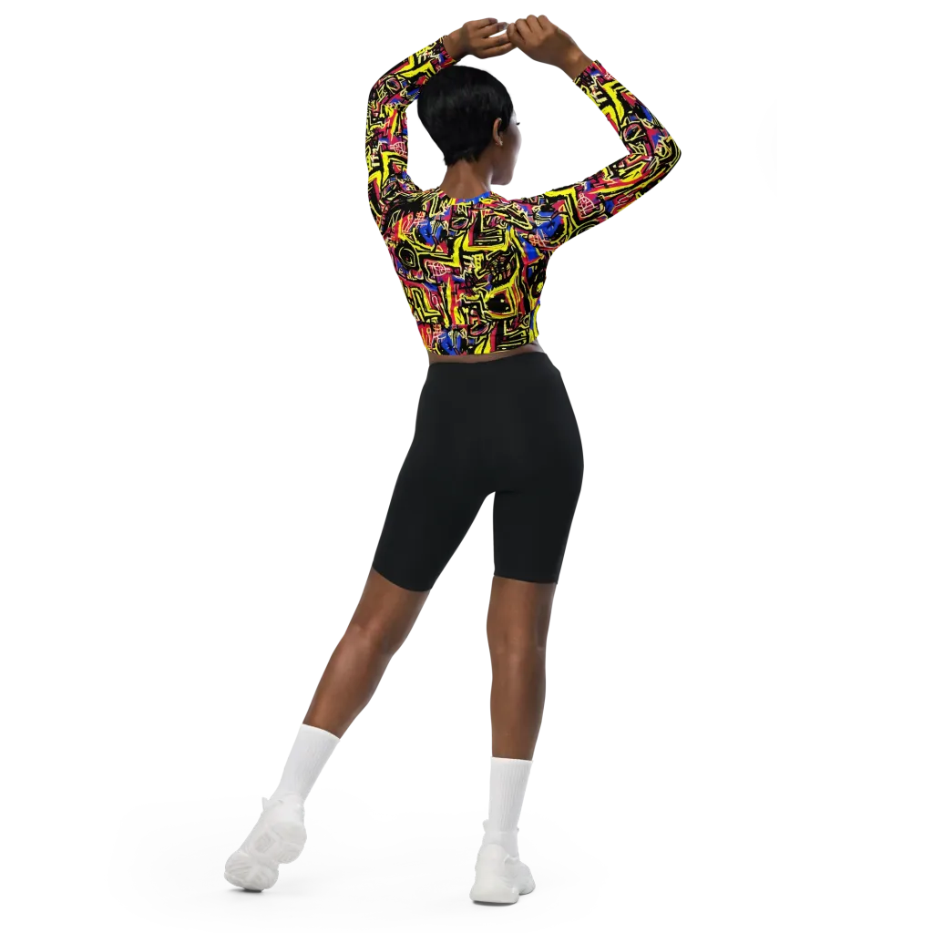 Beyond the Canvas on Long Sleeve Crop Top — Back