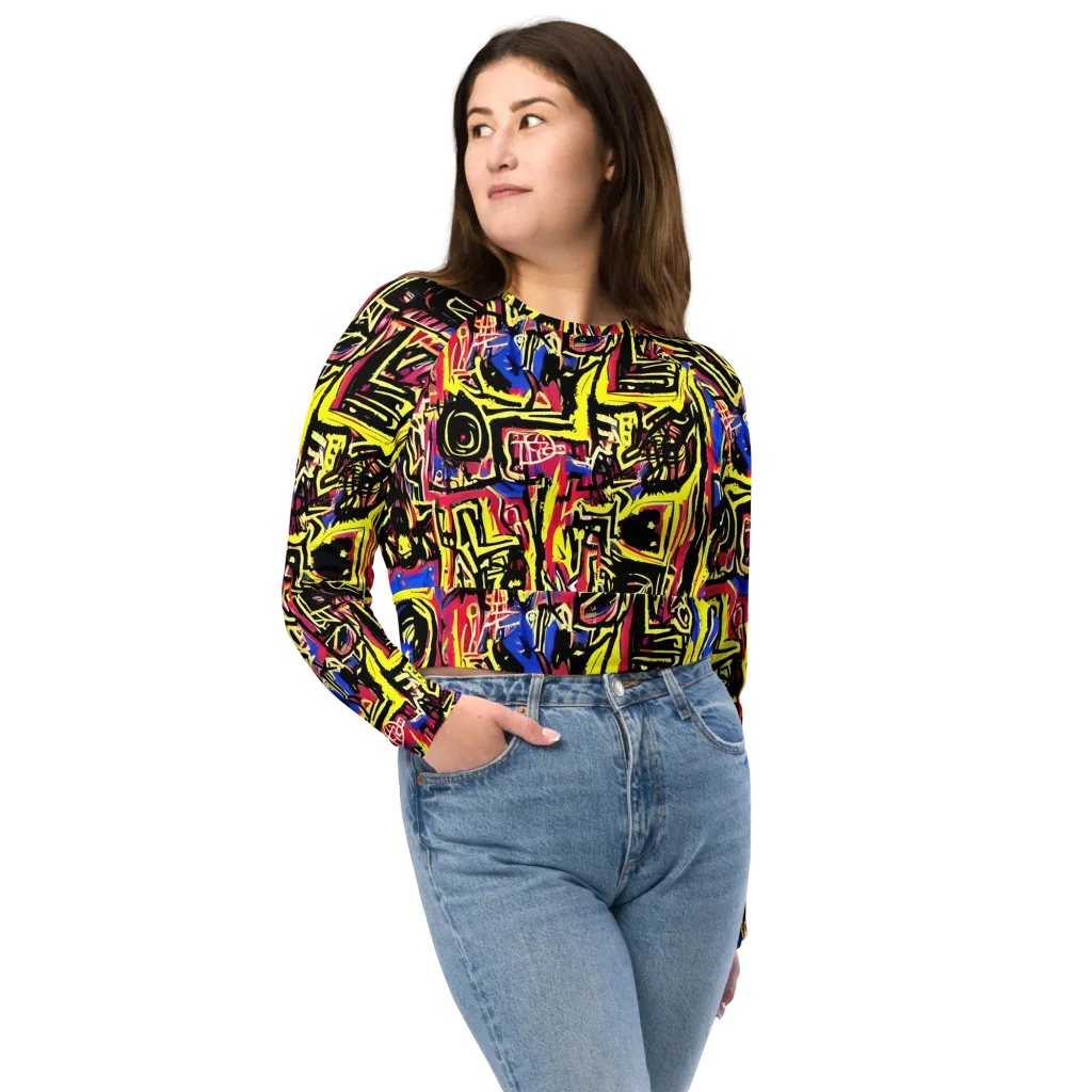 Beyond the Canvas on Long Sleeve Crop Top — Front