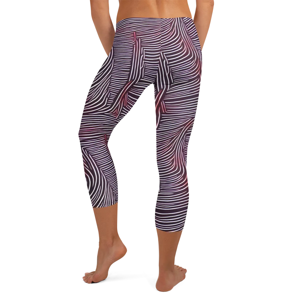 Nebula Waves on Capri Leggings — Back