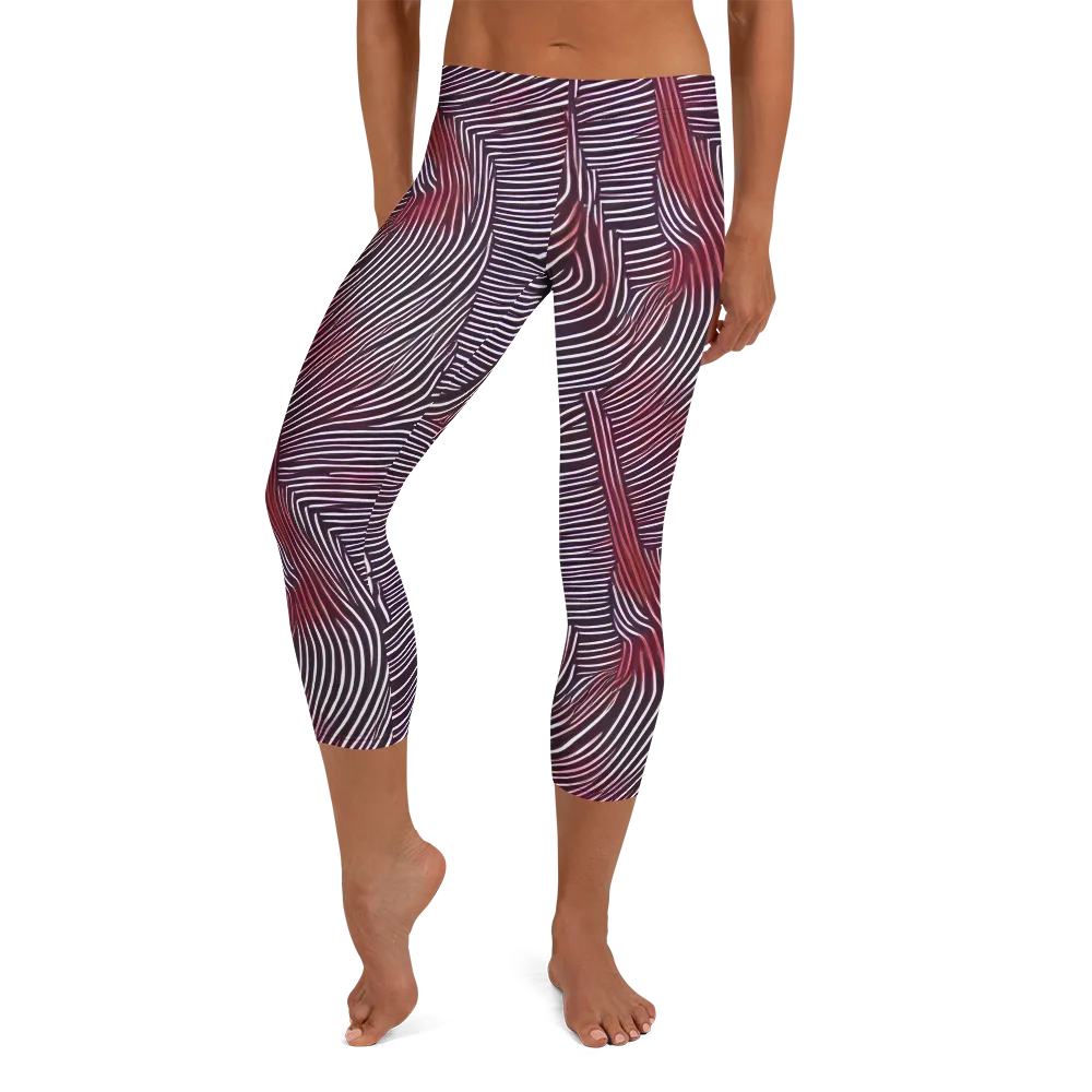 Nebula Waves on Capri Leggings — Front